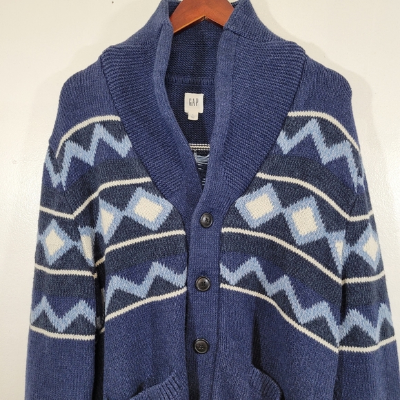 GAP Grandpa Cozy Oversized True Blue Sweater Cardigan - Picture 2 of 9